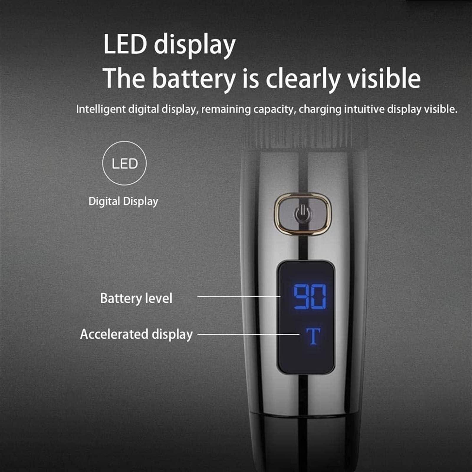 FFCJJD FFCJJD Professional Hair Clippers - Rechargeable Hair Beard Trimmer Cordless Haircut Kit with Titanium & Ceramic Waterproof Blades for Wet/Dry Cut, 5-Speed Adjustable with Barber Cape, and Travel Bag