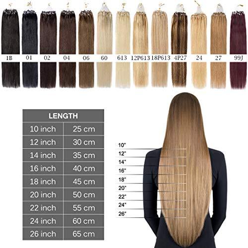 SEGO SEGO Micro Loop Human Hair Extensions Cold Fusion Micro Bead Hair Extensions Nano Rings Beads Stick Tipped Blonde Real Hair Extensions 50g 100 Strands 22inch 60# Platinum blonde