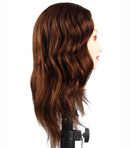 Zenyinfa Mannequin Head with 100% Human Hair Hairdresser Training Head Manikin Cosmetology Doll Head Salon Training Practice Head with Blonde Human Hair Styling Dye Cutting with Clamp Stand.