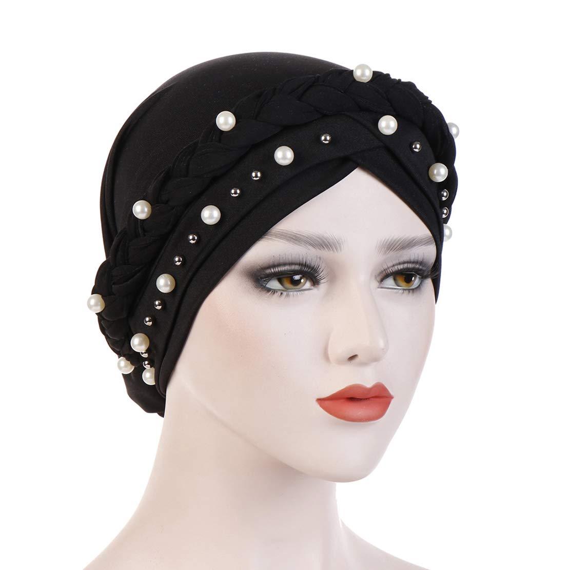 Belyee Womens Head Wraps Long Hair Scarf Turban Pre-tie Head Scarves for African Women Black