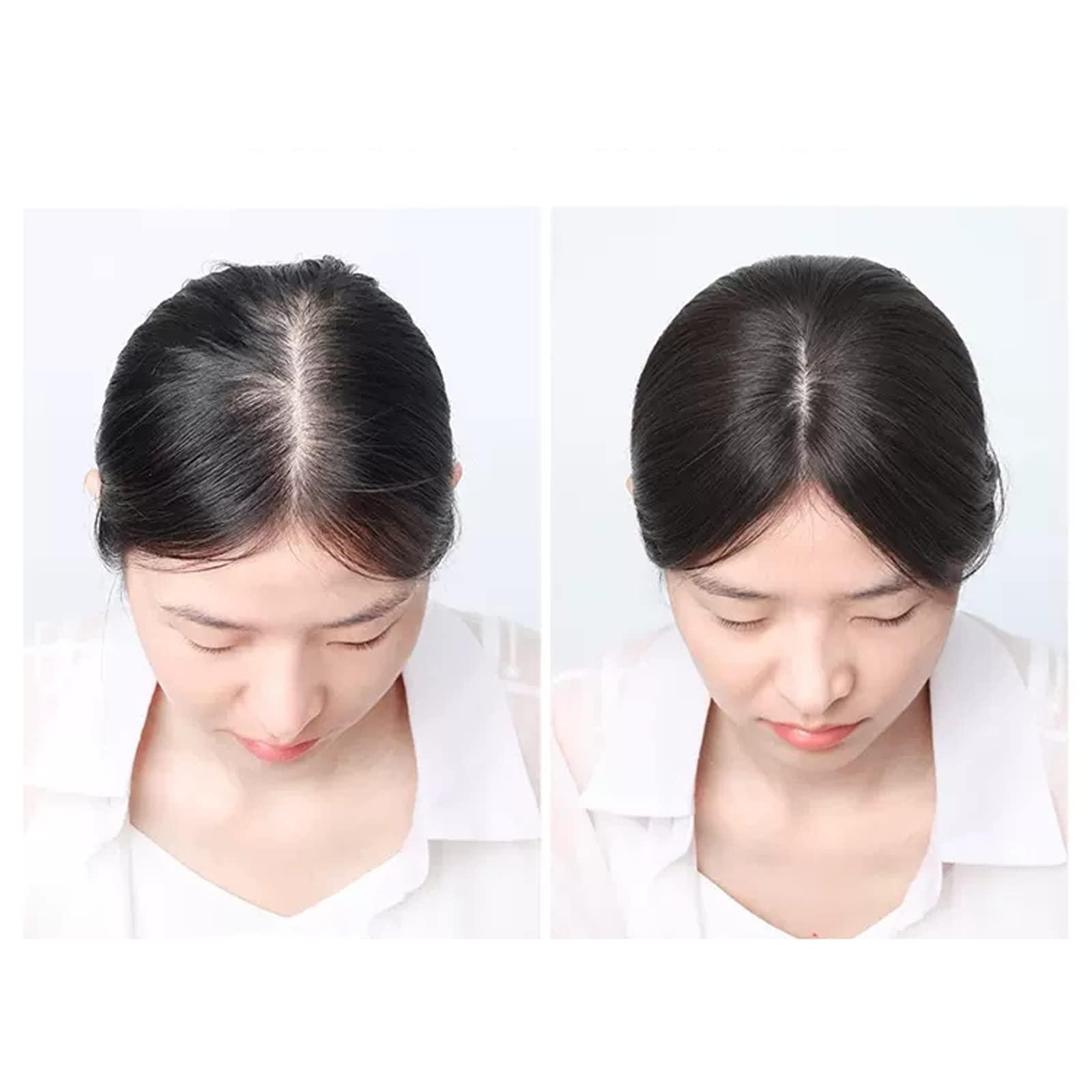 HIHELO HIHELO Women\'s Wig Wig Girls Head Patch White Hair Real Hair Thin Fluffy Increase Hair Volume Wig Piece Wigs Hair (Color : 13-(8-12) 30CM-black)