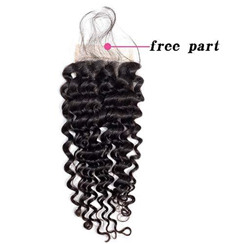 ISEE ISEE Hair 8A Grade Brazilian Deep Wave Virgin Hair Brazilian Curly Human Hair Weave 3 Bundles With 4"x4" Lace Closure Unprocessed Natural Human Hair Extensions (121416&10closure)