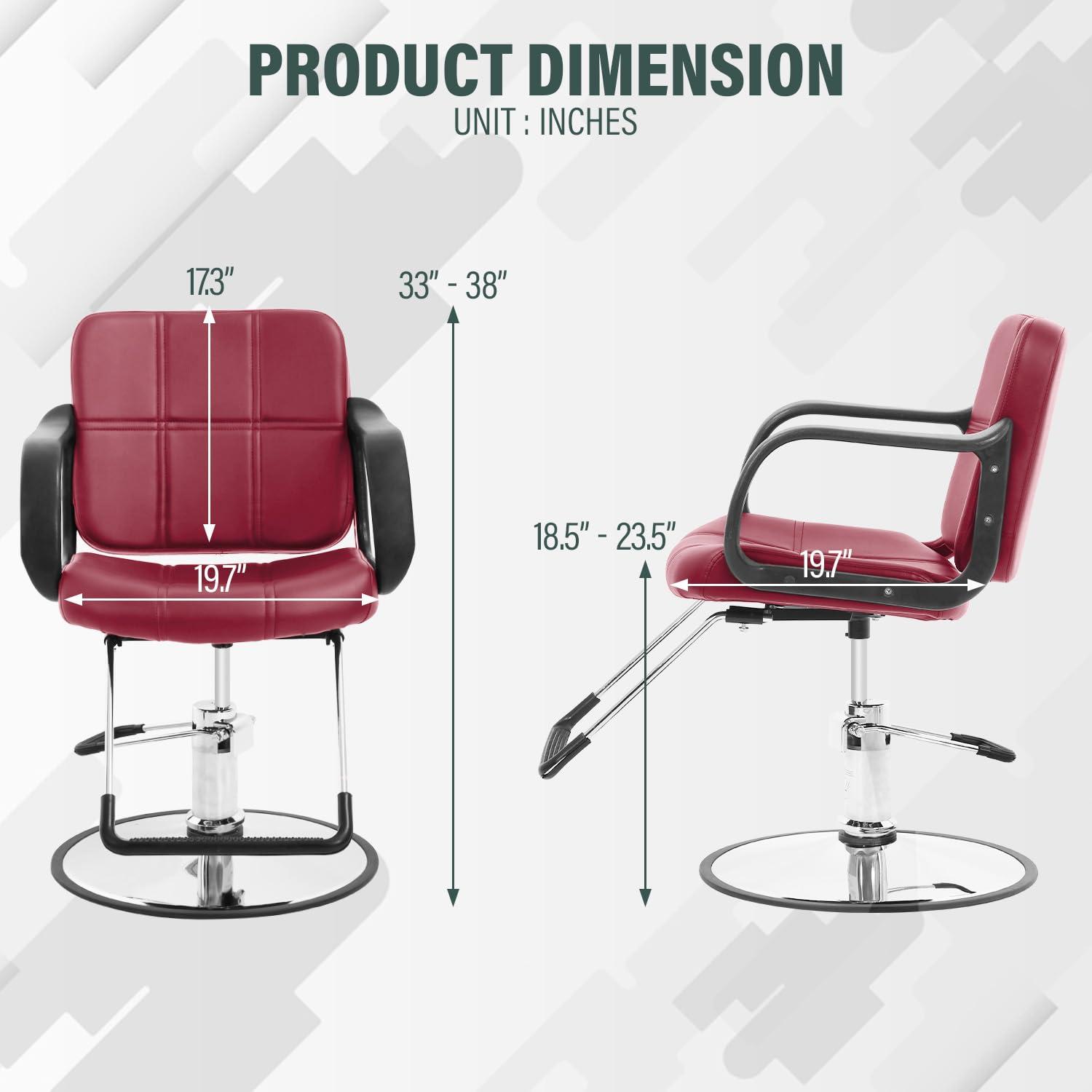 Ruesleag Salon Chair Barber Chair Hair Styling Chair Heavy Duty Hydraulic Swivel Hair Modern Fashion Shampoo Styling Hair Cutting Chairs Spa Beauty Salon Equipment Chairs for Men Women Adults,Burgundy