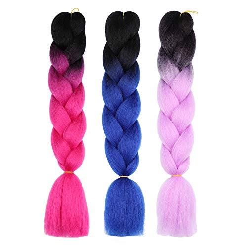 Rapunzel Rainbow Braiding Hair Pre Stretched Top Silky Braid Hair Extensions Kanekalon Synthetic Hair For Braiding
