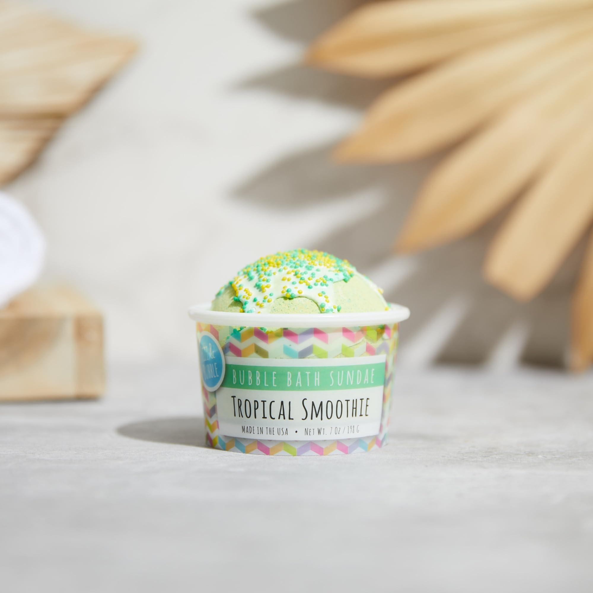 Fizz & Bubble Fizz and Bubble, Bubble Bath Sundae, 7oz. (1-Pack) - Scented Bath Bomb, Moisturizing for Dry Skin, Soothing, Nourishing, Handmade Gift Ideas for Her (Tropical Smoothie)