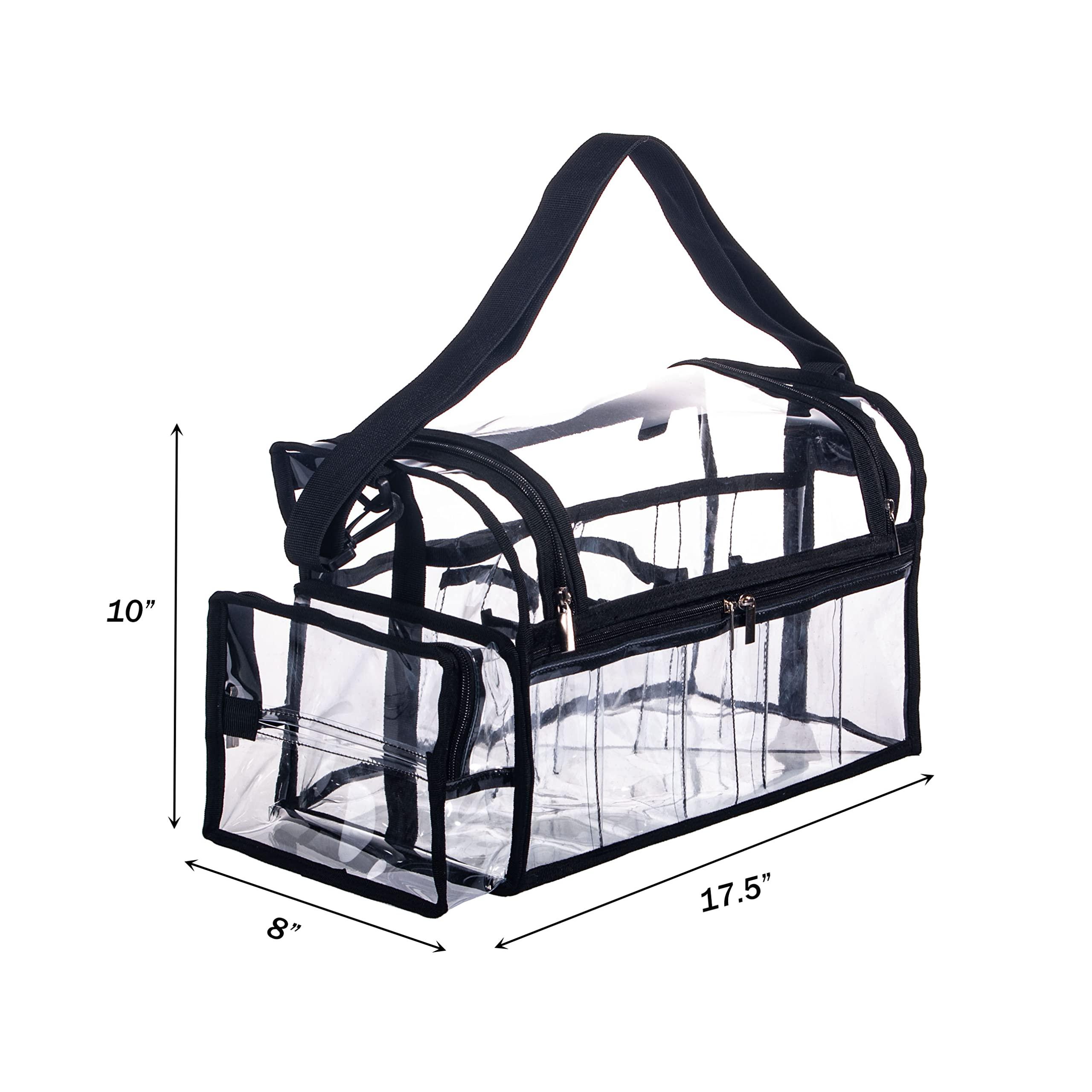 Remobia Hicol Large Professional Free Standing Clear PVC Makeup Artist Set Bag Transparent Makeup Brush Buddy Make up Kits Organizer Carry All MUA Travel Cosmetic Bag with 8 Dividers and Tissue Holder
