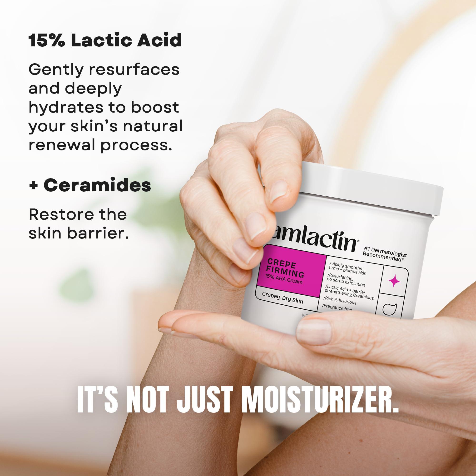 AmLactin AmLactin Crepe Firming Cream - 12 oz Body Cream with 15% Lactic Acid - Exfoliator and Moisturizer for Crepey, Dry Skin