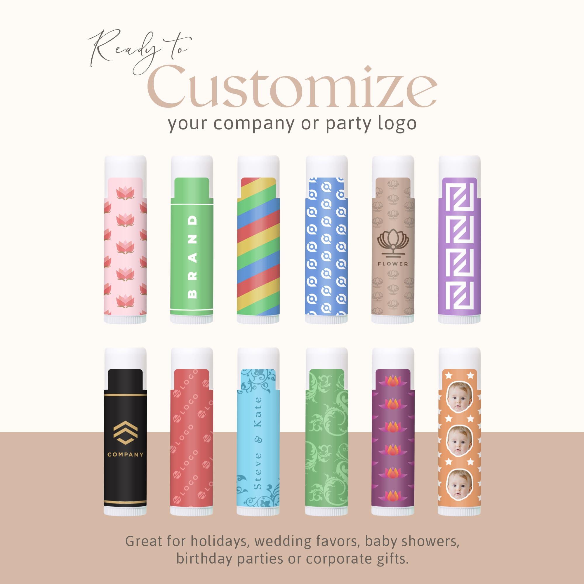 Belladonna Custom Lip Balm Bulk - Personalized Lip Balm Labels - Made in USA Natural Ingredients Vitamin E Shea Butter - Custom Chapstick Bulk Lip Balm Tubes For Party & Wedding Favors (Cherry, 30 Pack)