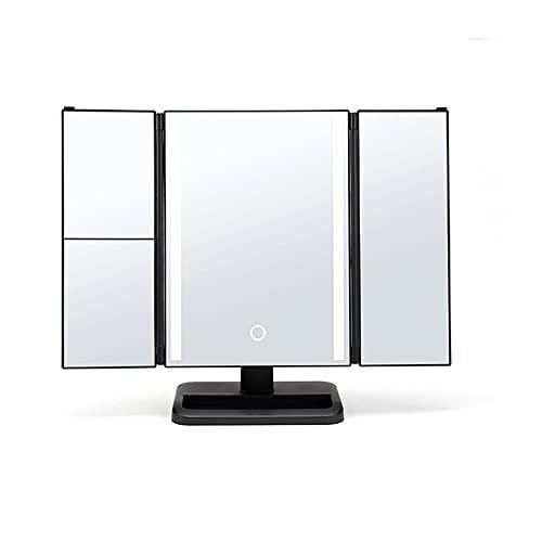 IFGSEQQQ IFGSEQQQ Led Trifold Mirror Vanity Mirror with Lights Simple Shape Dimmable Touch Control Design Portable High Definition Dual Power Supply for Bathroom