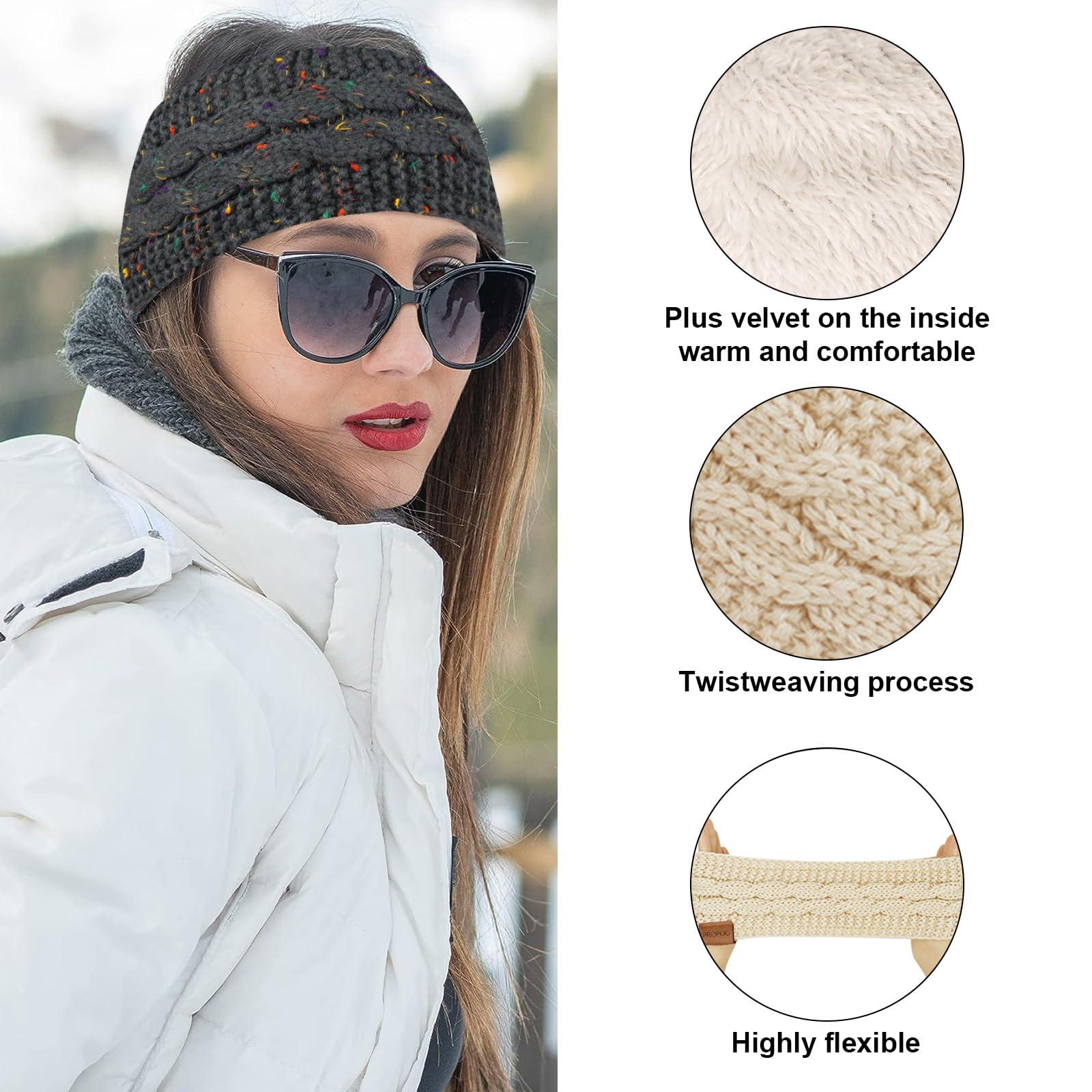 PROPOG PROPOG Winter Headbands for Women Ear Warmer, Knit Womens Winter Headband Thick Ear Warmers for Women Soft Warm Head Wraps Ear Covers for Cold Weather