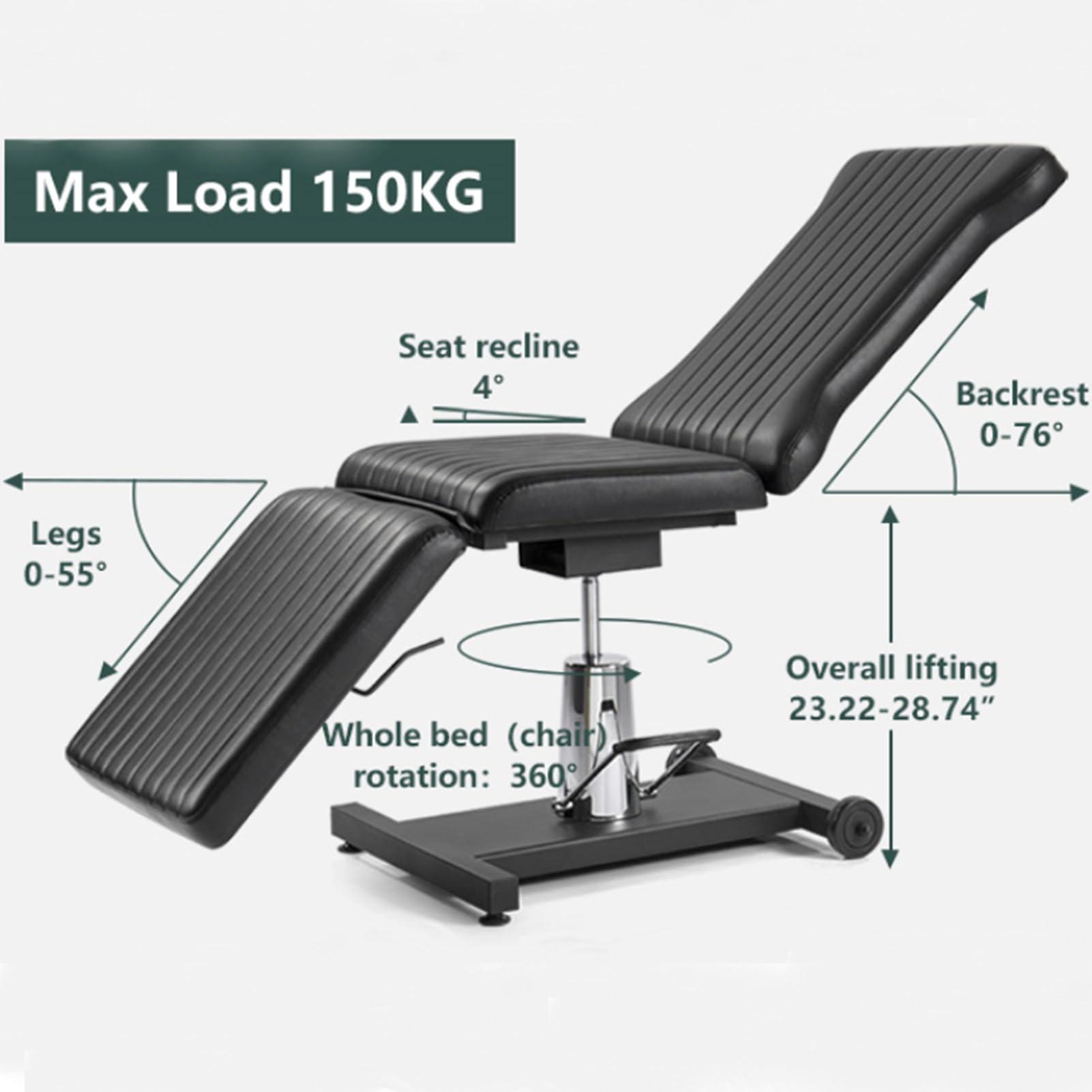TATARTIST TATARTIST Tattoo Chair for Client Hydraulic Tattoo Bed 360 Swivel Esthetician Bed Massage Table Adjustable Height and Angle Tattoo Studio Salon Equipment (Black)