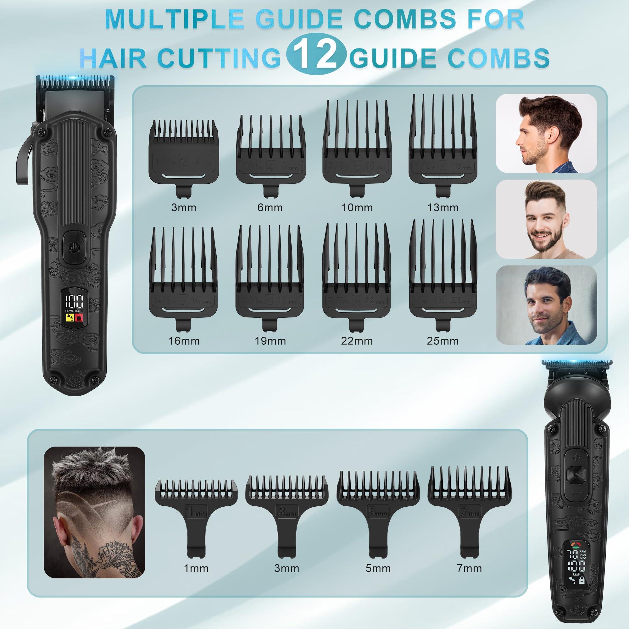 Scttomon Scttomon Professional Hair Clipper for Men Hair Cutting Kit Men\'s Beard Trimmer Hair Trimmer Shaver Cordless Barber Clippers and Trimmers Set Black