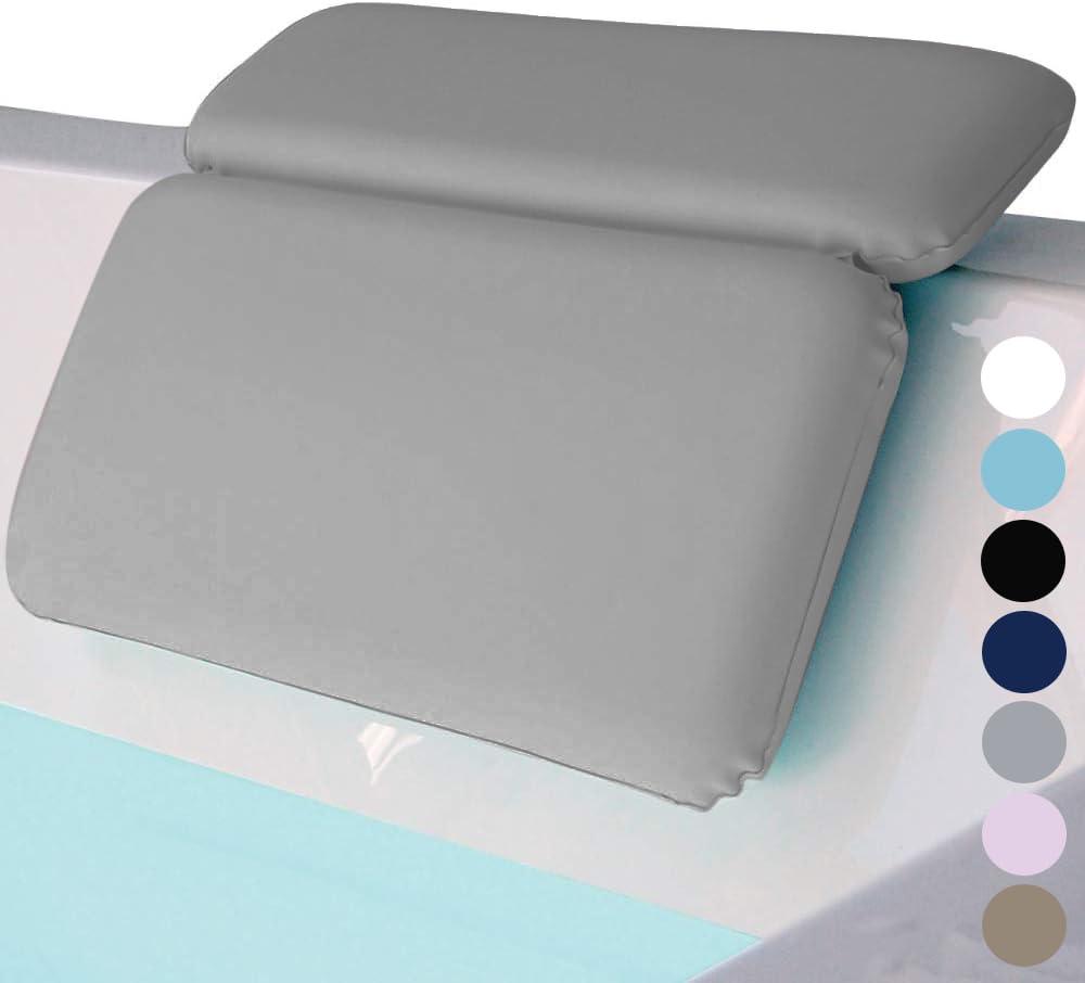 Gorilla Grip GORILLA GRIP Bath Pillow for Tub, Improved Suction Cups, Luxury Bathtub Pillows, Headrest for Neck and Back Support, Relaxing Home Spa, Hot Tubs and Bathroom Essentials, Gifts for Women, 2 Panel Gray