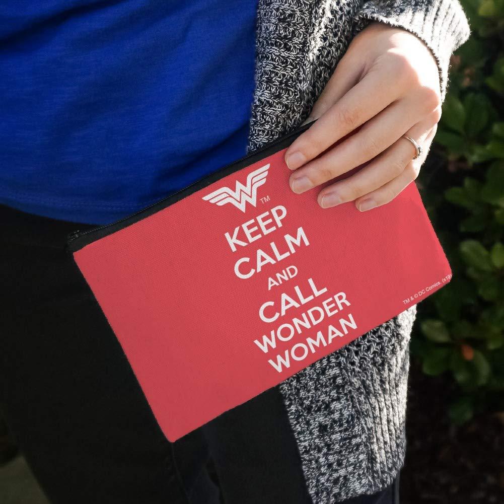 GRAPHICS & MORE Wonder Woman Keep Calm and Call Makeup Cosmetic Bag Organizer Pouch