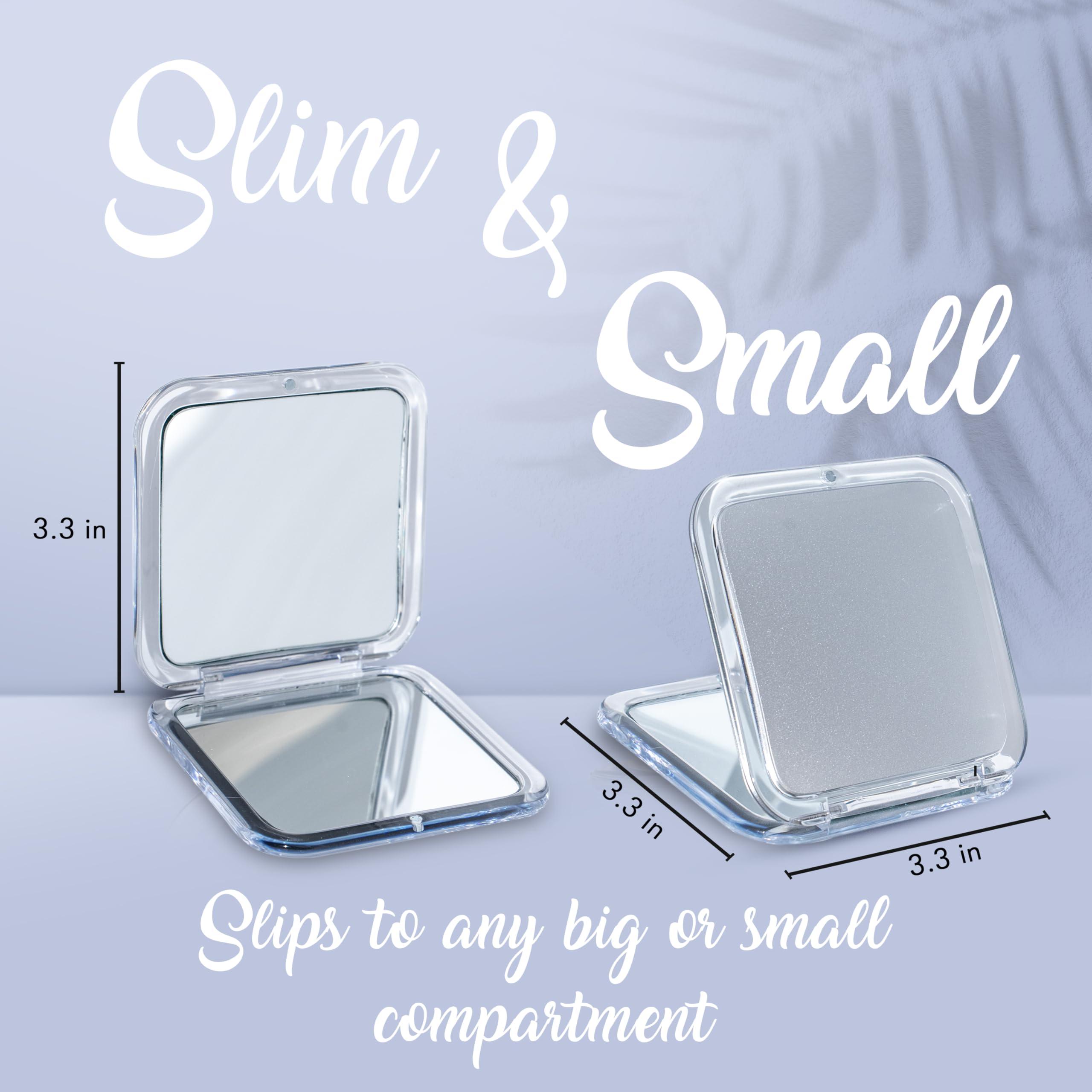 MIRRORVANA MIRRORVANA Small Travel Makeup Mirror with 12X and 1X Magnification - Compact, Pocket-Size, Handheld - Magnified Compact Mirror for Close Up Cosmetic Application and Tweezing - Square 3.3\" x 3.3\"
