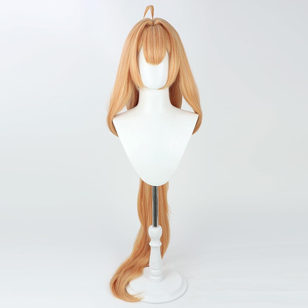 osseoca osseoca Blonde Long hair Curly wig bangs Low ponytail hair tie Full hair cos anime show Simulation wig 135cm 53inch (Susannah)