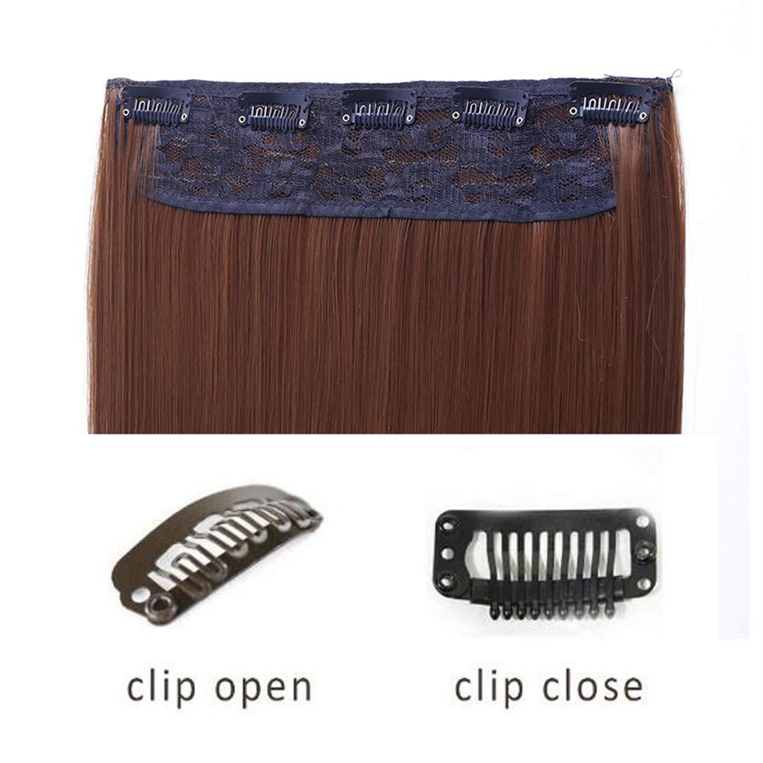 WHWYQDFD 24Inch 5 Clipsins Straight Hair Extentions Clip In On Hair Extension Black To Red Ombre Hairpiece Synthetic #10 24Inches