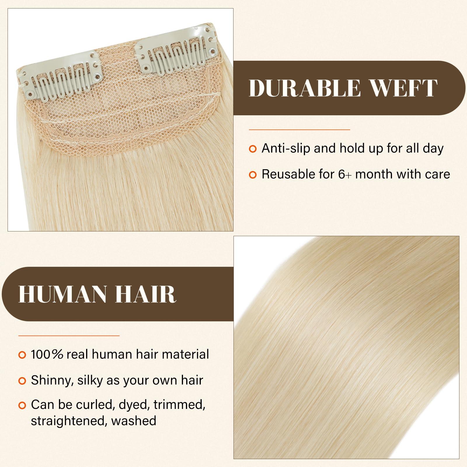 S-noilite S-noilite Short Hair Extensions Clip in Human Hair 2PCS 2 Clips Short Clip in Hairpieces Remy Hair For Women with Short Hair Adding Hair Volume 20g 6Inch-Platinum Blonde