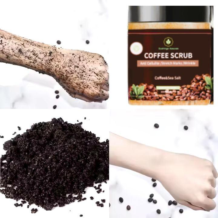 NinthAvenue Basics Coffee Scrub with Jojoba Oil, Vitamin E, Coffee Granules, Coconut Oil, 8.8 fl oz, Anti Cellulite, Stretch Marks, Wrinkle