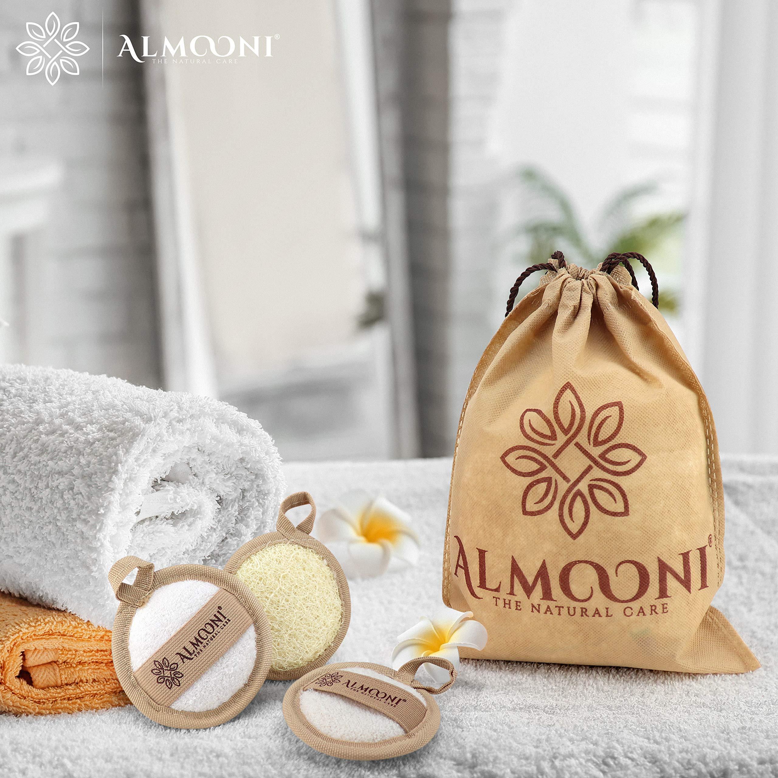 ALMOONI Almooni Natural Loofah Exfoliating Facial Scrubber, Made with Natural Egyptian Shower Loofah Sponge, Bath Shower Loofah Sponge for Women and Men, for Face That Gets You Clean - 6 Count (1 Pack)