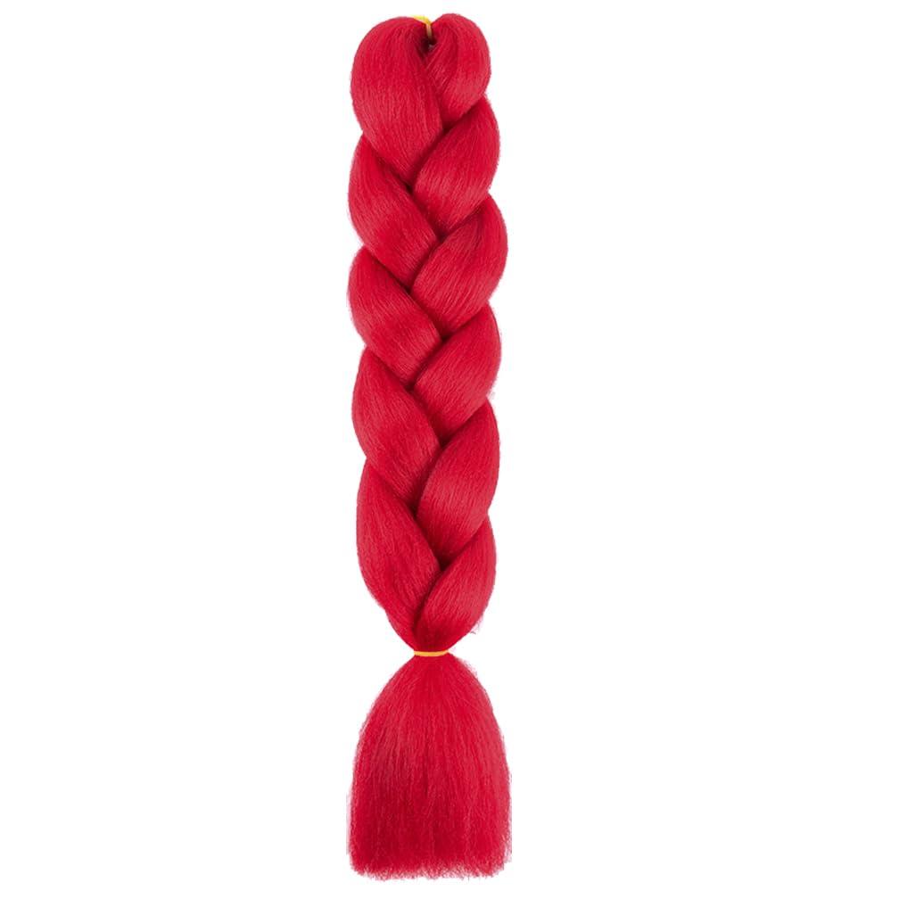 BALINGHAIR Braiding Hair Red Braid Hair Extensions for Box Braids Hot Water Setting High Temperature Synthetic Fiber (A12-1Pack)