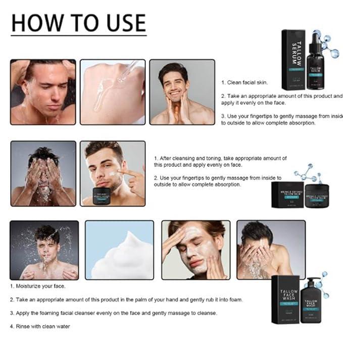 XELIJAHR Forge Men\'s Anti-Aging Facial Care Kit - Wrinkle Defense Tallow Balm & Face Wash