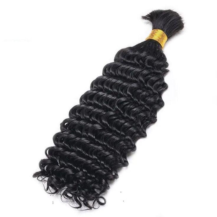 IMANI HAIR Deep Wave Human Hair Bundle Brazilian Virgin Hair 18 inch Deep Wave 1 Bundle 100% Unprocessed Natural Black Color deep wave Human Hair for Braiding (1B, Bulk 1B 200g)