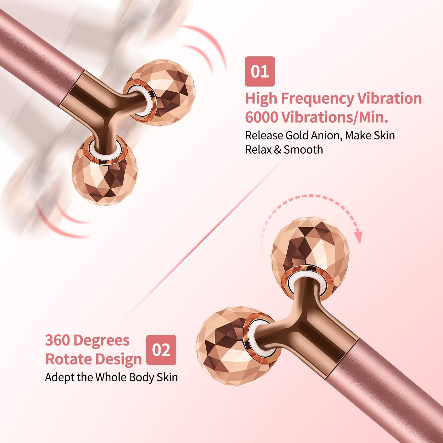 SSGP 2-in-1 Face Massager Roller Electric Face Roller, 3D Roller and Crescent-Shape Face Massager Kit for Face Skin Care Tools