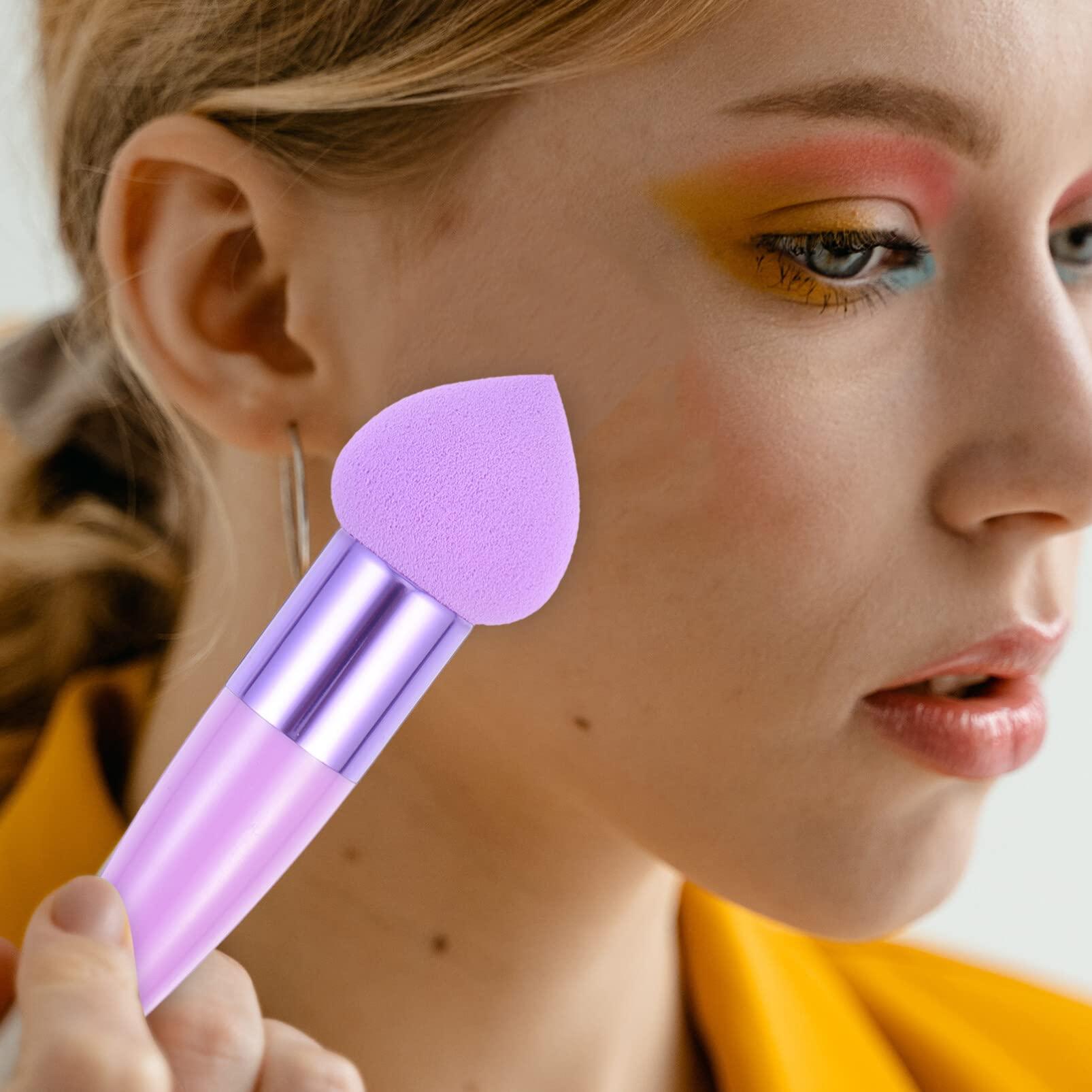 POPETPOP POPETPOP Makeup Sponge with Handle Foundation Applicator: Heart Shaped Cosmetic Sponges Wedge Blending Sponge Mushroom Powder Puff for Foundation Concealer, 3pcs