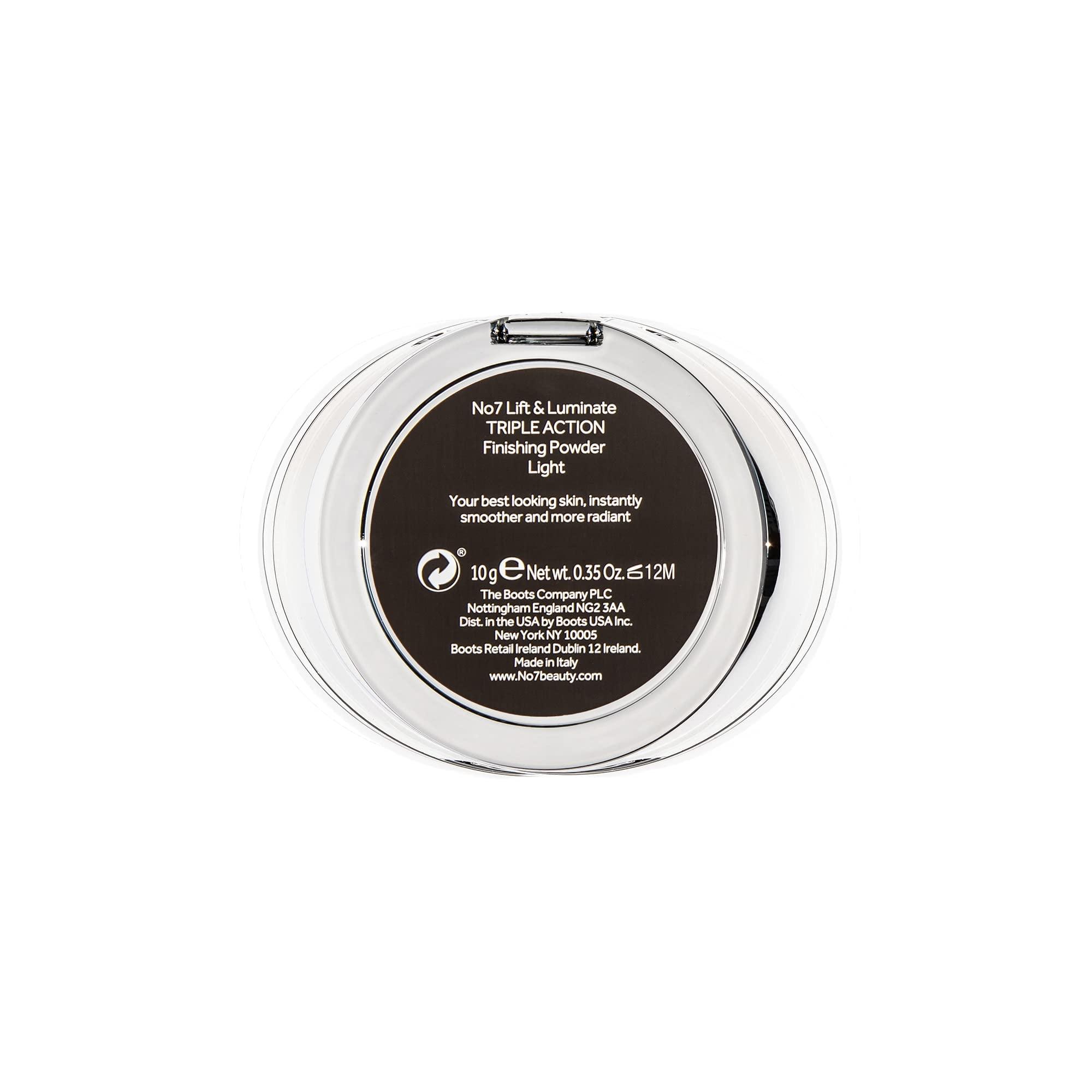 No.7 No7 Lift & Luminate Triple Action Powder - Light - Pressed Makeup Setting Powder for Face - Compact Setting Powder Reduces the Appearance of Fine Lines & Enhances Glow (10g)