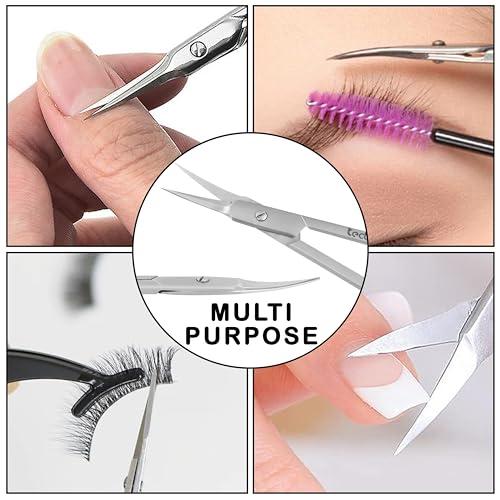 Tecto Tecto Professional Nail Scissors, Stainless Steel Manicure Scissors,Cuticle Scissors, Multi-Purpose, Eyelashes, Eyebrow, Toenail for Women and Men (Extra Fine Tip Nail Scissor)