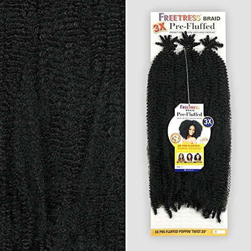 Fisher-Price SHAKE N GO FreeTress Crochet Braids 3X Pre-Fluffed Poppin Twist 20 inch (3-PACK, T27)