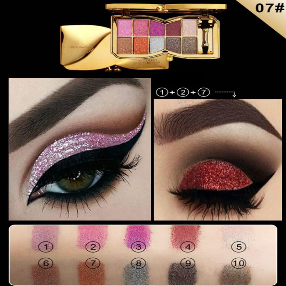 Impeccablery Gold Eye Shadow Eyeshadow Palette Shimmer - 10 Colors Sparkly Eyeshadow Glitter Highly Pigmented Long Lasting Waterproof Sweatproof Professional Nudes Warm Natural Neutral Smoky Cosmetic Eye (#07)