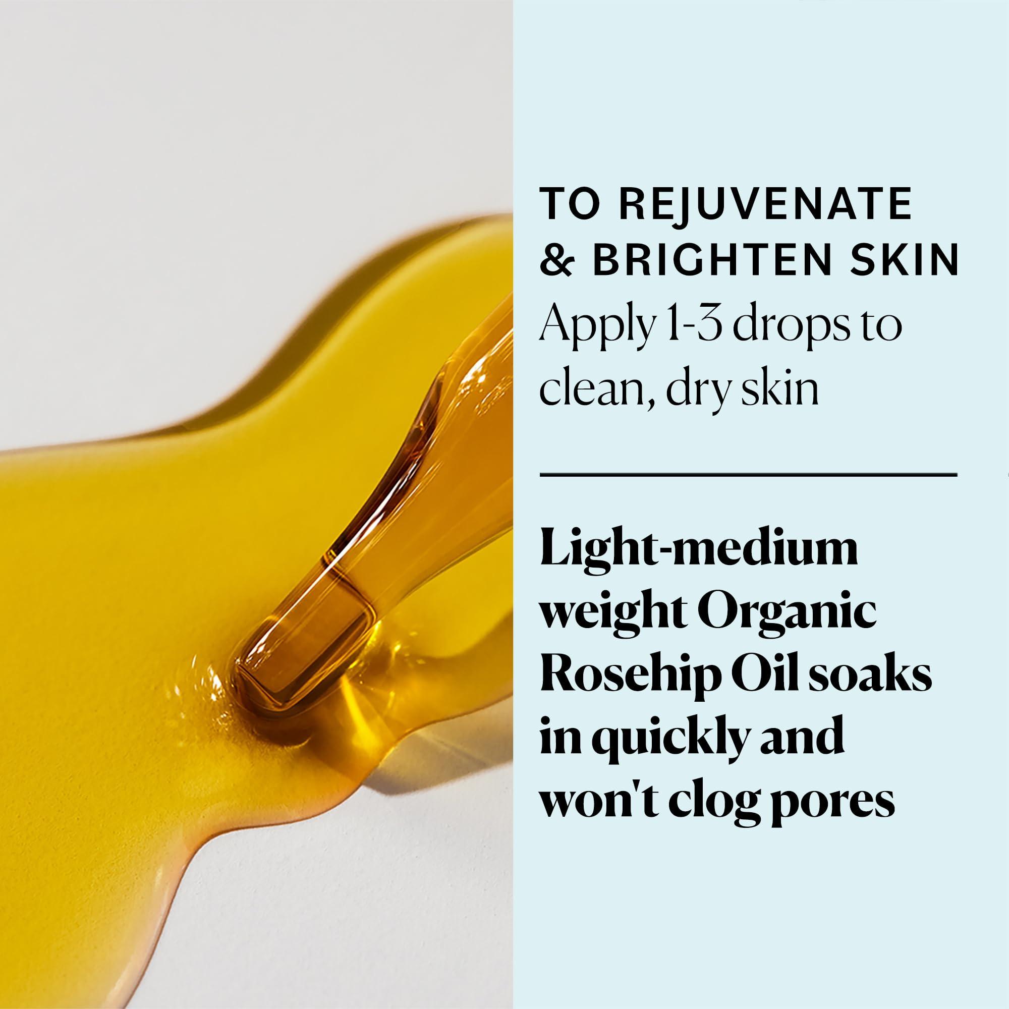 Sky Organics Sky Organics Organic Rosehip Oil (1oz) Cold-Pressed Rosehip Seed Oil, Anti-aging Face Oil, Antioxidant Face Oil, 100% Pure Anti-Aging Rosehip Seed Oil for Radiant Skin, Hair and Acne