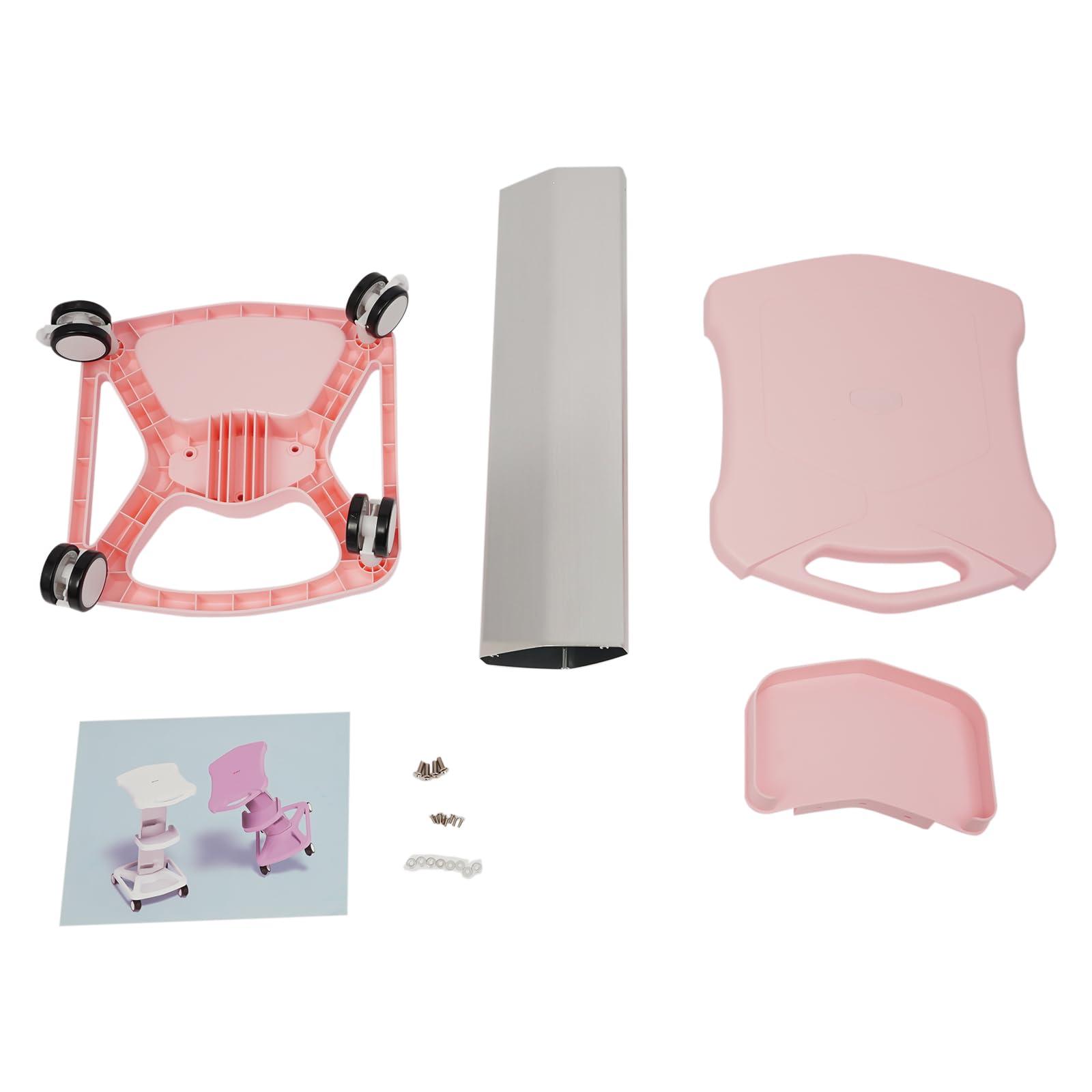 InnaMall Salon Trolley Cart, Aluminum Alloy Rolling Salon Trolley with Wheels Pink Beauty Spa Trolley Cart Tattoo Roller Tray Beauty Cart Salon Storage Mobile Carts for Trolley Holder Tool Cart Load 33Lbs