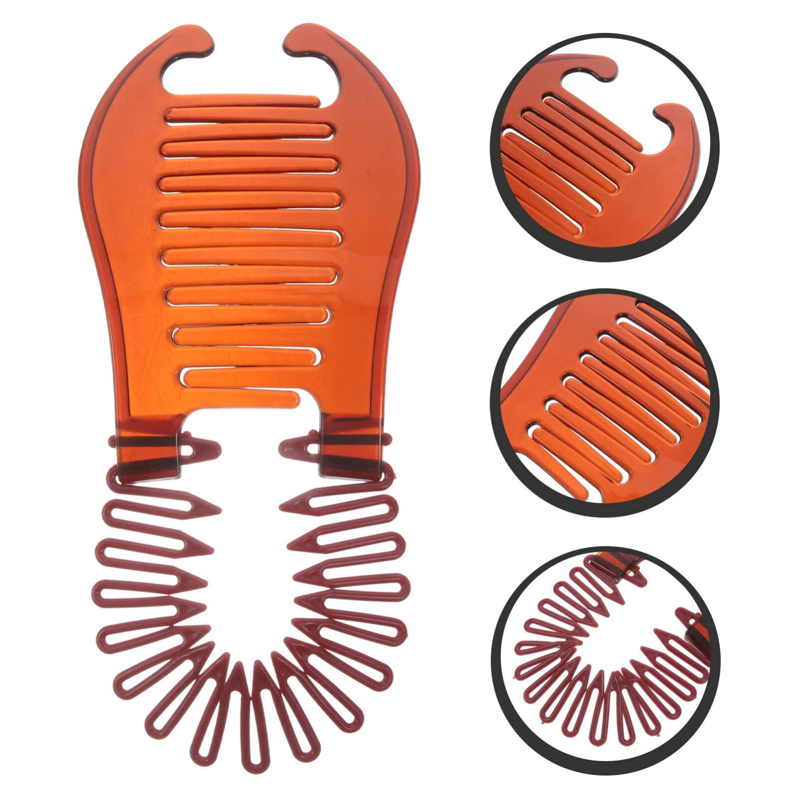 FOMIYES FOMIYES 4pcs Interlocking Banana Combs Flexible Hair Combs Clips Ponytail Hair Clincher Two Sides Hair Accessories Zig Zag Head Tooth Hair Hoop Hairband for Women Brown