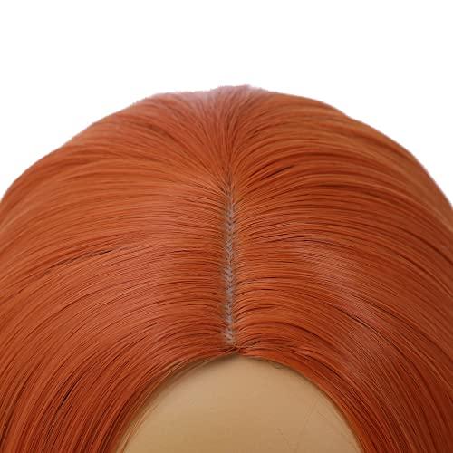Ufindcos Ufindcos Dark Orange Wig Bob Wig Short Straight Hair Wigs Middle Part for Women Girls Synthetic Heat Resistant Halloween Costume Party Wig with Wig Cap