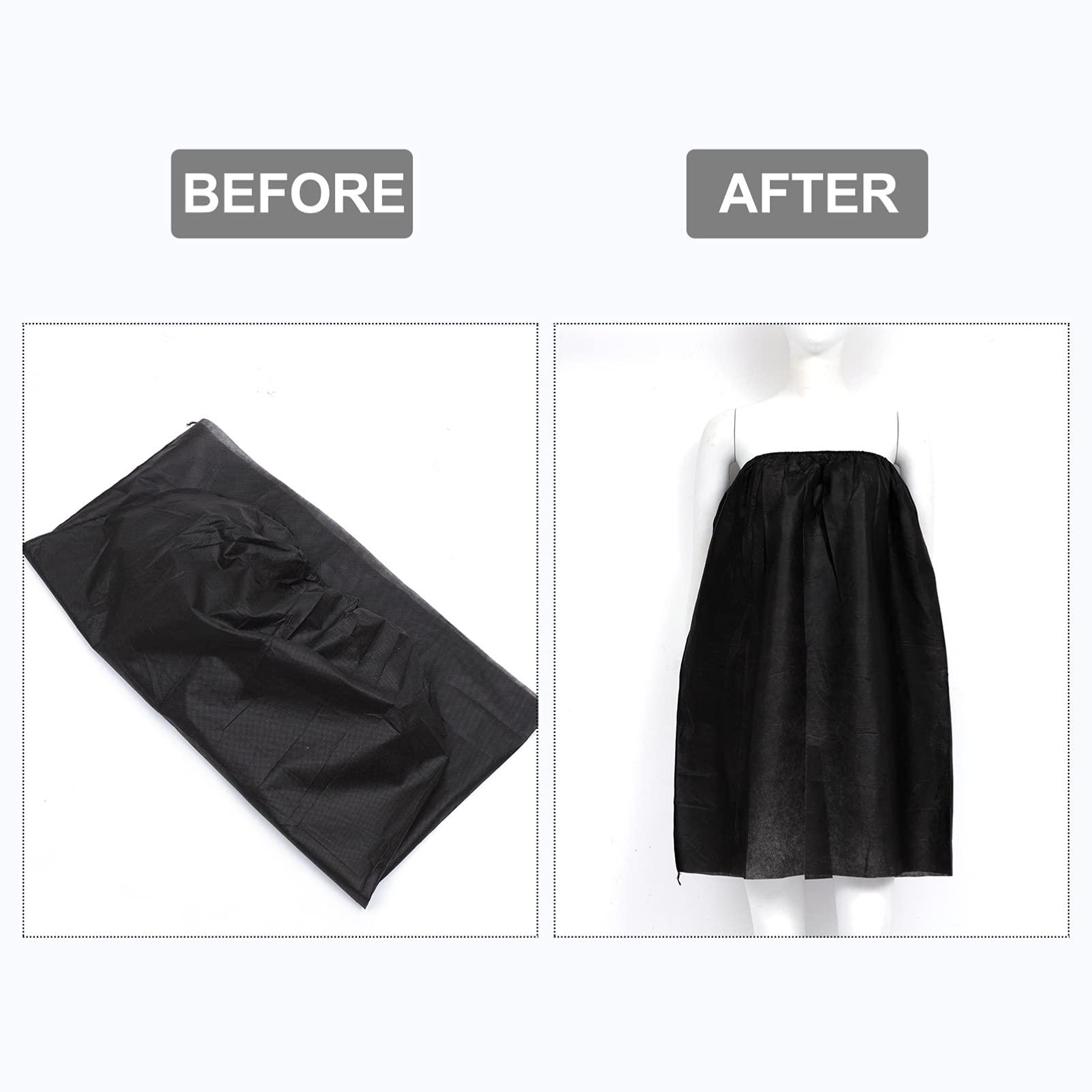 EXCEART EXCEART 10Pcs Disposable Bath Skirt Non Woven Salon Shower SPA Dress Towels Bathtub Body Wrap for Women Ladies Black