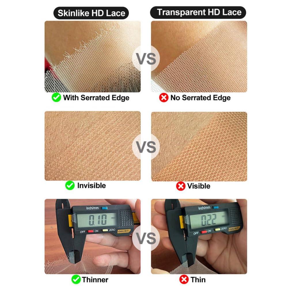 Elva Hair Elva Hair 13x4 SKINLIKE Real HD Lace Closure Wigs 180% Density Lace Front Wig 0.10mm Ultra-thin Swiss Lace Frontal Pre-plucked Bleached Knots With Baby Hair Curly Human Hair Wigs