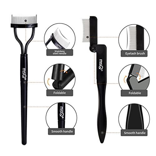 MSQ MSQ Eyebrow Brush and Comb Folding Eyelash Brush Eyelash Separator Eye Brow Comb & Spoolie Brush Professional Mascara Brushes Eye Makeup Tools Set 4PCS