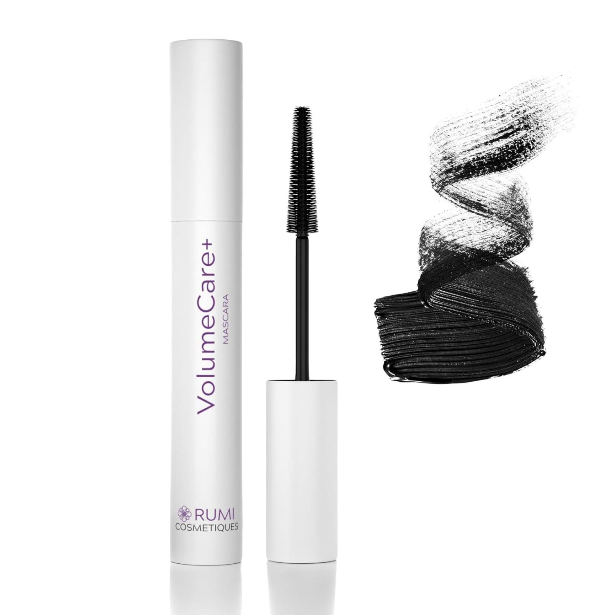 Rumi Cosmetiques Rumi Cosmetiques VolumeCare+ Mascara For Older Women - Extreme Length and Volume 2-in-1 Formula - No Clumps, Long-Wearing, Hypoallergenic Mascara For Sensitive Eyes (Natural Black)