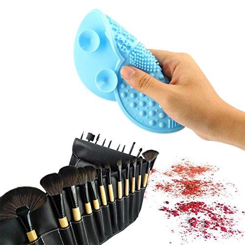 ESARORA ESARORA Makeup Brush Cleaning Mat, Makeup Brush Cleaner Set of 3 Mini Cosmetic Brush Cleaner Mat Portable Washing Tools (blue)