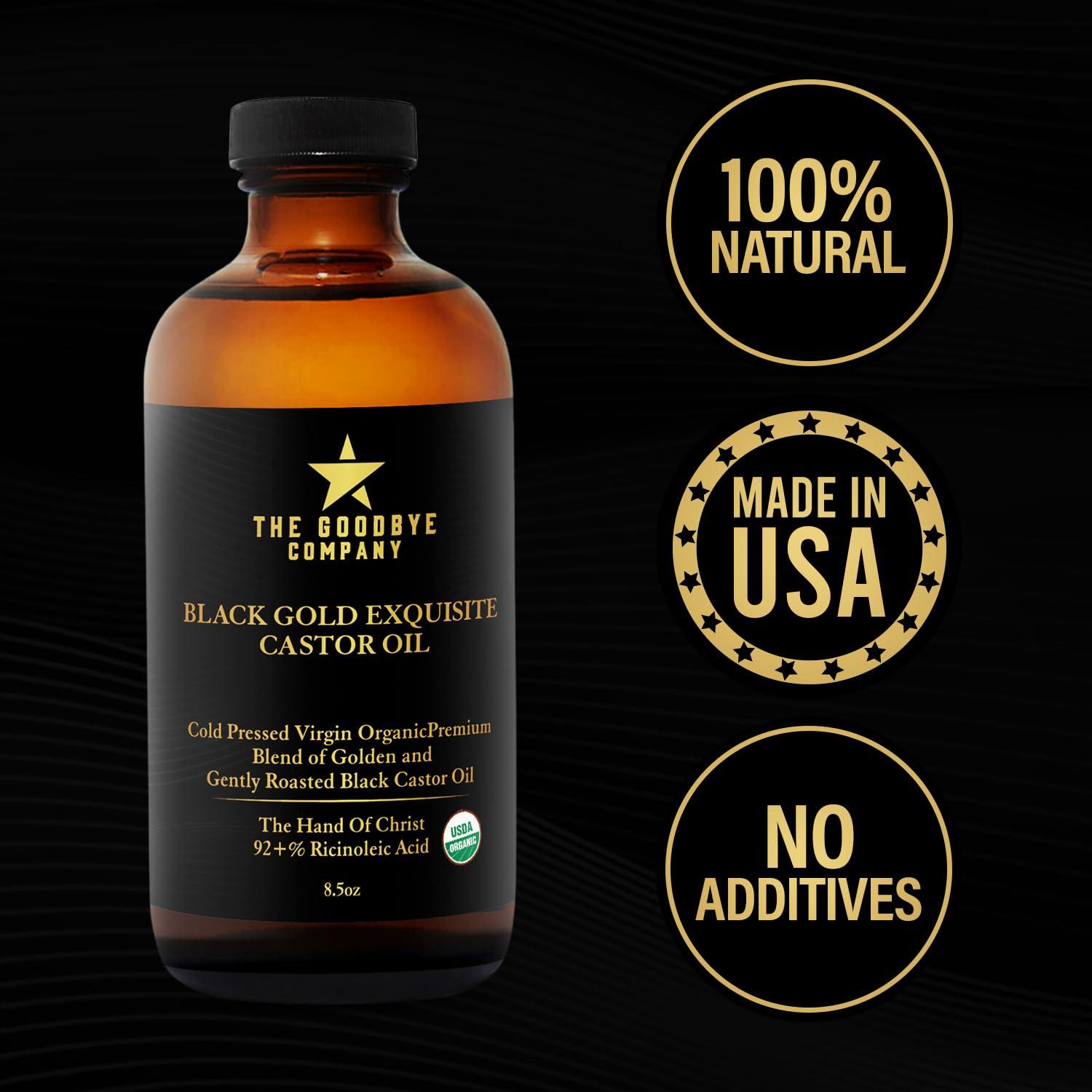 The Goodbye Company The Goodbye Company Jamaican Black & Gold Castor Oil Blend  USDA Organic, Cold-Pressed & Unrefined  Pure Hexane-Free Oil for Hair, Skin, Body, Eyelashes & Eyebrows