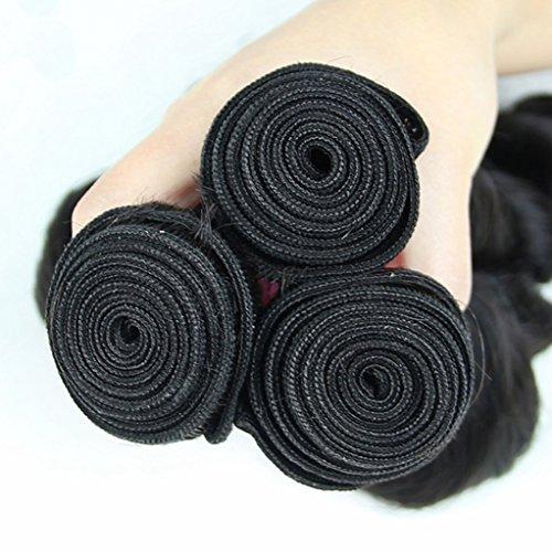 Berimy Berimy Brazilian Virgin Hair Loose Wave Hair Weave 3 Bundles Full Head Set Unprocessed Virgin Human Hair Weave Natural Black 10-28inch (14inch 14inch 14inch)