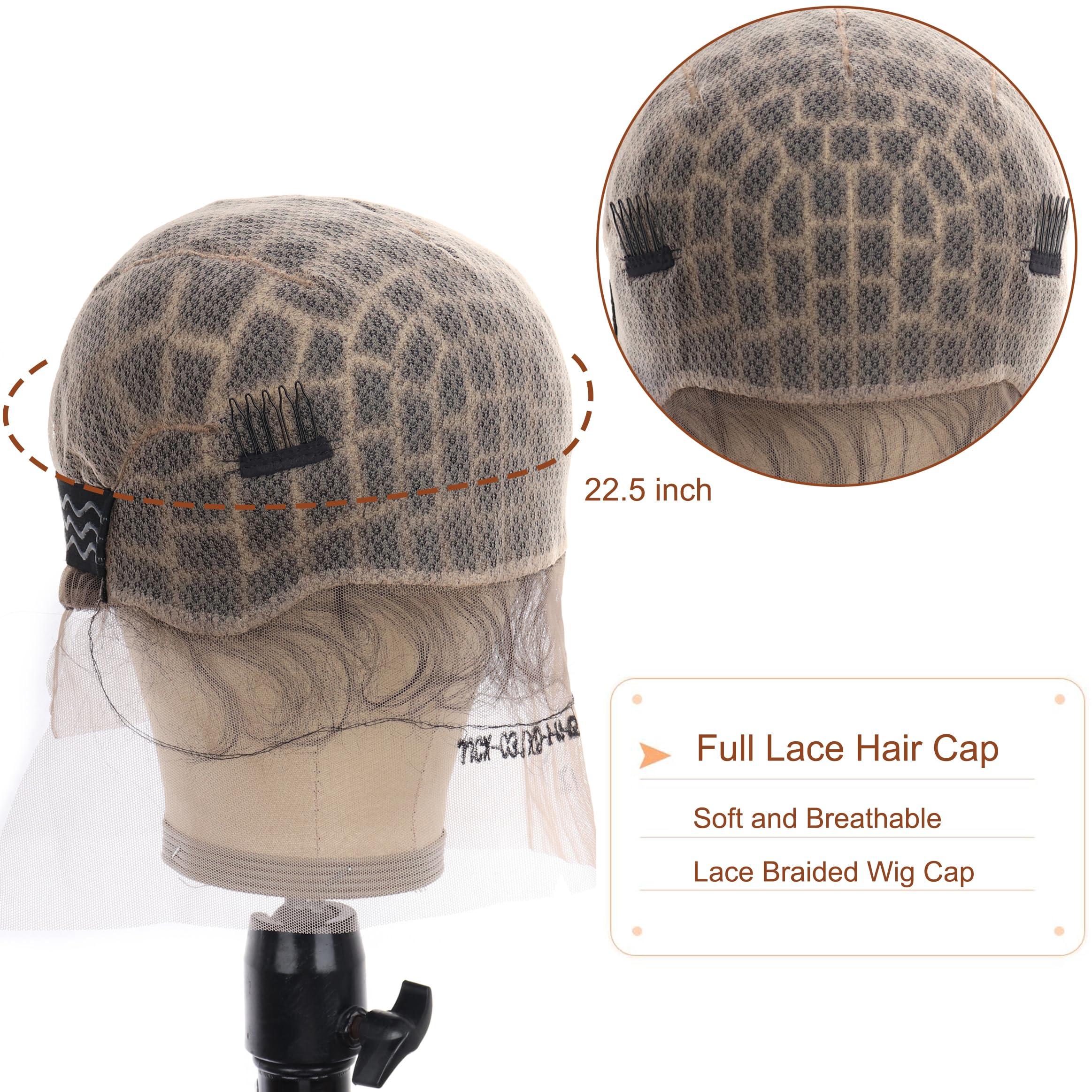 PORSMEER PORSMEER Full Lace Braided Wig Caps for Crochet Hair, Lace Crochet Cap for Black Women, Knot Crochet Wig Cap with Baby Hair, LightWeight Adjustable & Breathable with 123 Knots