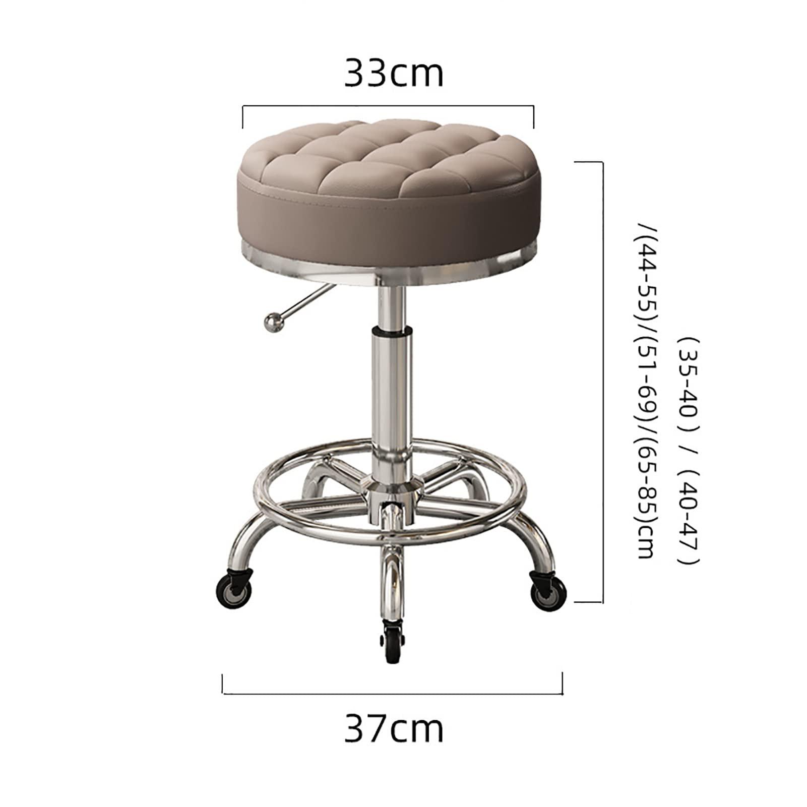 PTHTBL Adjustable Salon Stool with Roller Style Wheels Hydraulic Swivel Rolling Stool Large Seat Heavy Duty for Salon Office Home Use,C