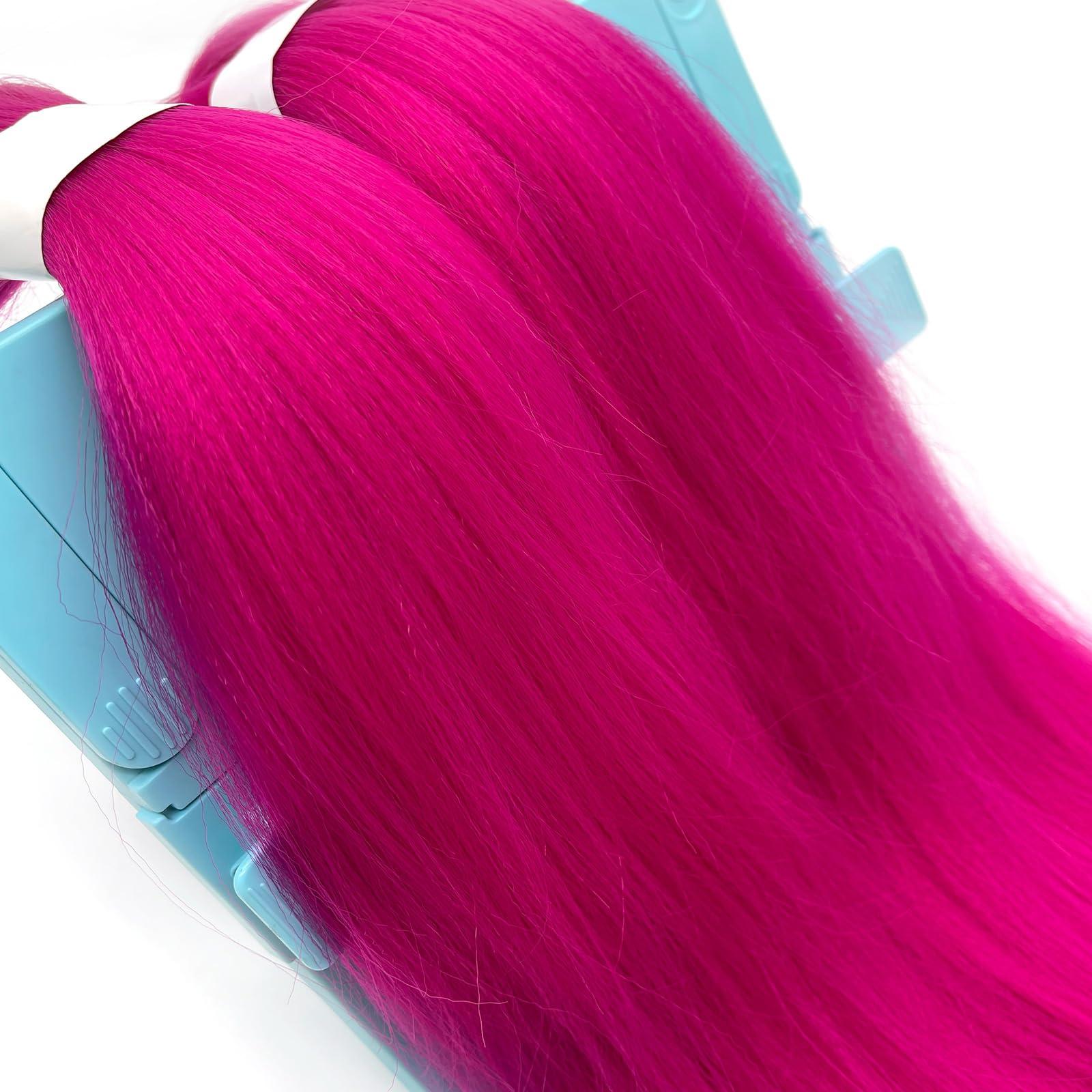 Ai Yuchen Ai Yuchen Kids Pink Braiding Hair Pre Stretched Short Braiding Hair Extensions for Braiding Box Braids Knotless Prestretched Braiding Hair 16 Inch