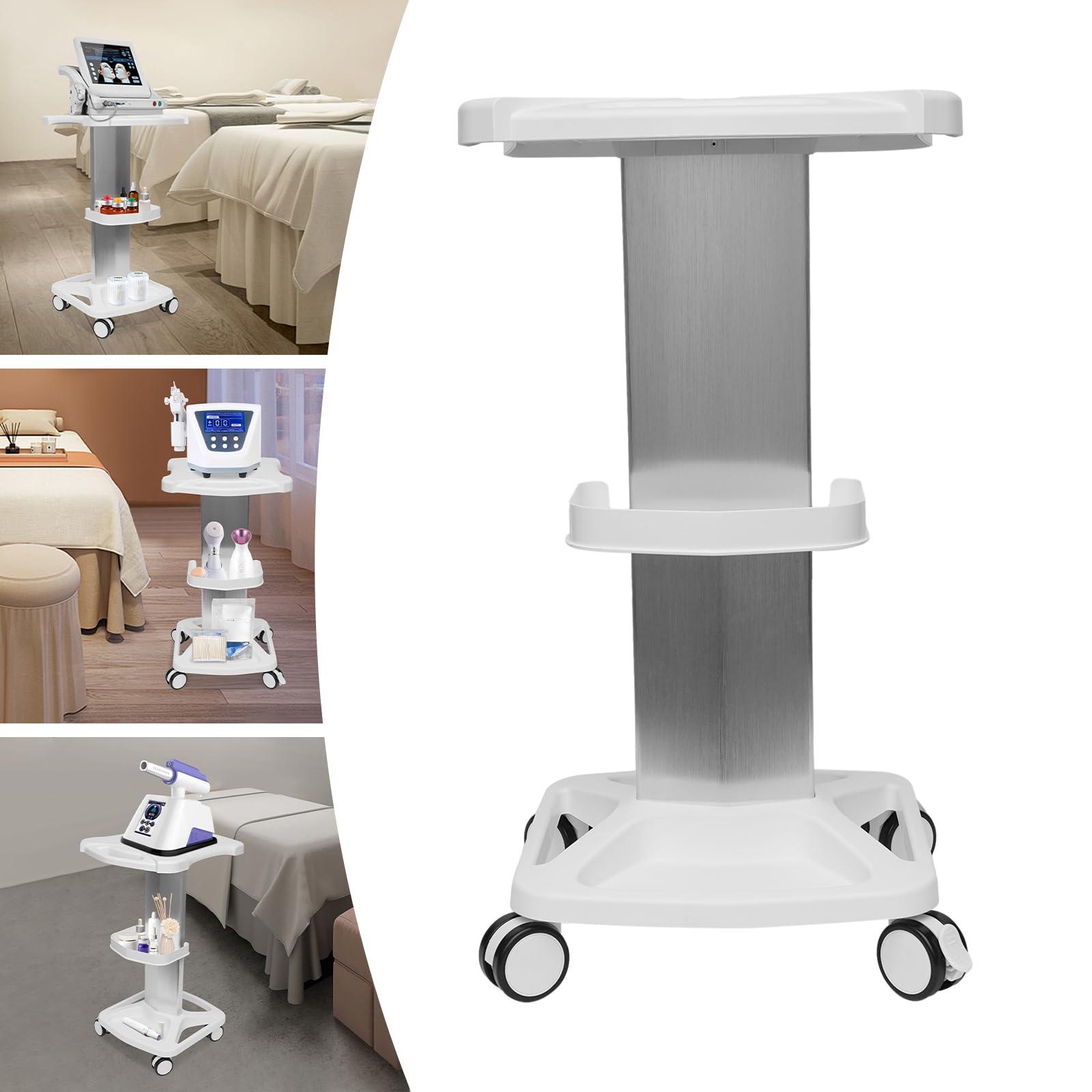 CNCEST CNCEST Salon Trolley Cart, Dental Trolley Medical Cart Steel Mobile Tool Cart Swivel Caster, Aluminum Alloy Trolley Stand Assembled for Ultrasonic Cavitation RF Machines