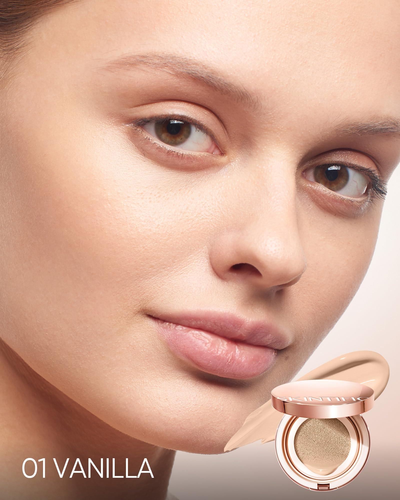 SKINTIFIC SKINTIFIC Cushion Foundation | Cover All Perfect Air Cushion | SPF 35 PA++++ | Oil-Control Waterproof Fondation Sweatproof Matte Finish Poreless Foundation Flawless BB Cream CC Cushion Makeup