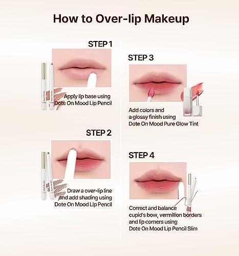 Heart Percent Heart Percent Dote On Mood Lip Pencil Slim, Defines and Fills Creamy Lip Liner Retractable Lipstick Pencil with Built-In Sharpener, 08. Cloudy Mauve